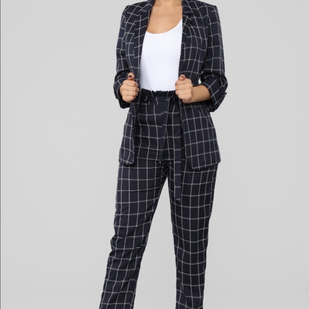 FashionNova “Back On the Grind” Navy Blazer Set